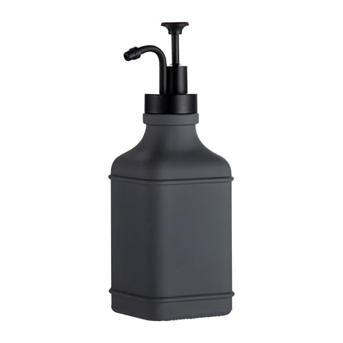 Enra Glass Soap Dispenser,17oz Gray Bathroom Soap Dispenser,Hand Liquid Soap Dispensers with Stainless Steel Pump for Bathroom,Kitchen(Dark Gray) - color: Dark Gray-square-liquid