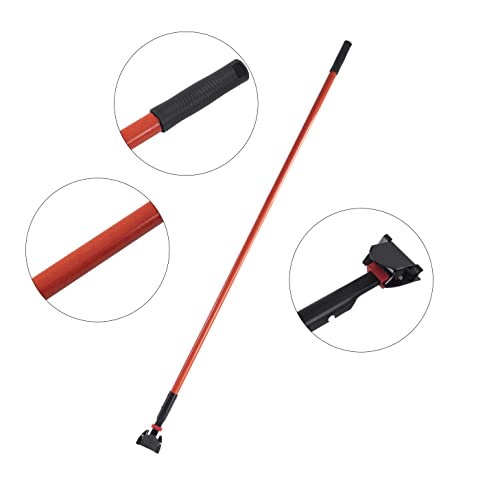 Matthew Cleaning Commercial Quick-Change Dust Mop Handle with Clip-on Metal Gripper for Heavy Duty Mop Head Replacement Holder, Fiberglass Handle 60 inch 6packs-Red - color: Fiberglass - Red