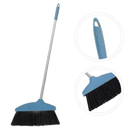 Soft Bristle Angle Broom Indoor Floor Cleaning Blue Lightweight Broom Long Handle Home Patio Kitchen Sweeping
