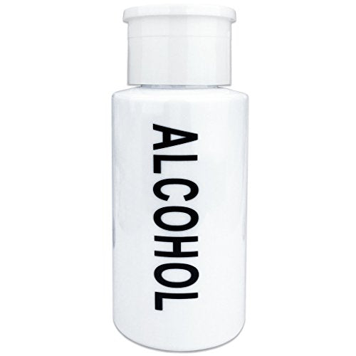 7oz White with Word Imprint Push Down Pump Dispenser Empty Refillerable Bottle with Flip Top Cap - for Nail Polish, Travel, Cosmetics Packaging - color: White, size: 7 Ounce - 1 Bottle