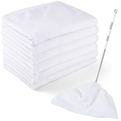6 Pack Extra Large Microfiber Cleaning Cloths 20"x30", Lint-Free Reusable Towels for Home, Glass, Windows, Office, Kitchen, Bathroom – White - color: White