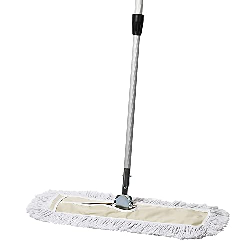 24 in. Floor Sweeper, Dust Mop for Hardwood, Reusable Cotton Mop Head, Extendable Handle, Dry Mop for Floor Cleaning & Janitorial Supplies - size: 24x5 Inch (Pack of 1)