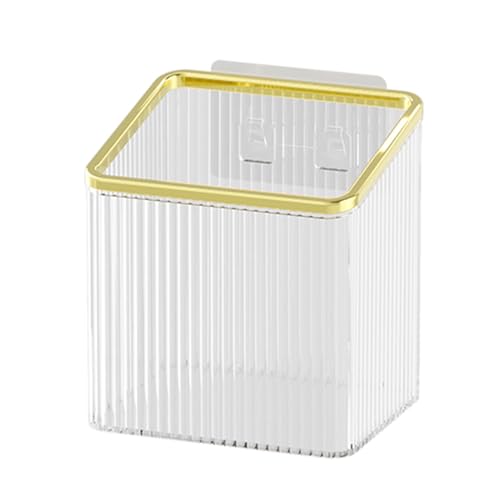 Floating Shelves Wall Bin Organizer Adhesive Wall Mounted Plastic Storage Organizer No Drilling Hanging Storage Containers Makeup Organizer Shelf for Office, Kitchen, Home - color: Transparent Gold