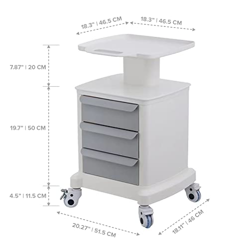 Professional-Grade 3-Drawer Utility Cart on Wheels - Trolley Cart w/ 3 Drawers & Utility Desk - Mobile Storage Cart, Cavitation Machine, Salon Supplies - Max 50kg/110lb Load… - size: 110LB Load / 3 Drawer