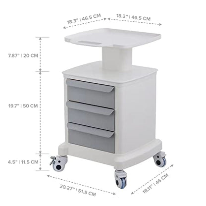 Professional-Grade 3-Drawer Utility Cart on Wheels - Trolley Cart w/ 3 Drawers & Utility Desk - Mobile Storage Cart, Cavitation Machine, Salon Supplies - Max 50kg/110lb Load… - size: 110LB Load / 3 Drawer