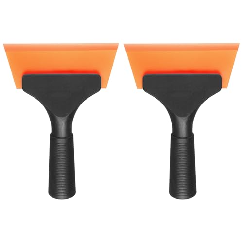 HARFINGTON 2pcs Squeegee 5 Inch Length Auto Water Blade Shower Squeegee with Non-Slip Handle for Car Windshield Window Cleaner Glass Door, Orange