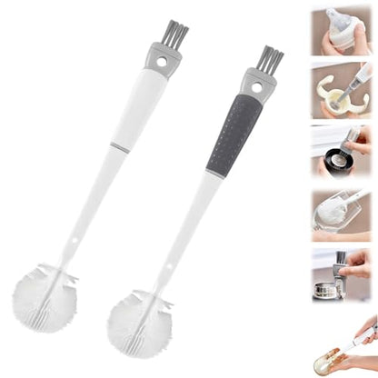 360° Flexible Silicone Bottle Brush with Long Handle, New Bottle Cleaning Brush, Deep Cleaning Brush for Narrow Neck Bottles Silicone Bottle Brush (White+Gray) - color: White+gray