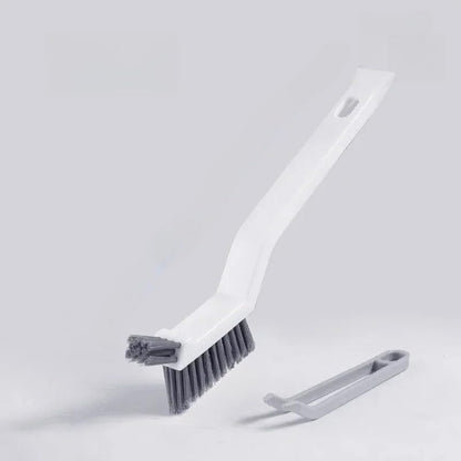 3 in 1 Multi-Function Hard Bristle Crevice Cleaning Brush with Cleaning Clamp and Scoop for Kitchen Bathroom Floor Wall Vehicle Blue (White) - color: White