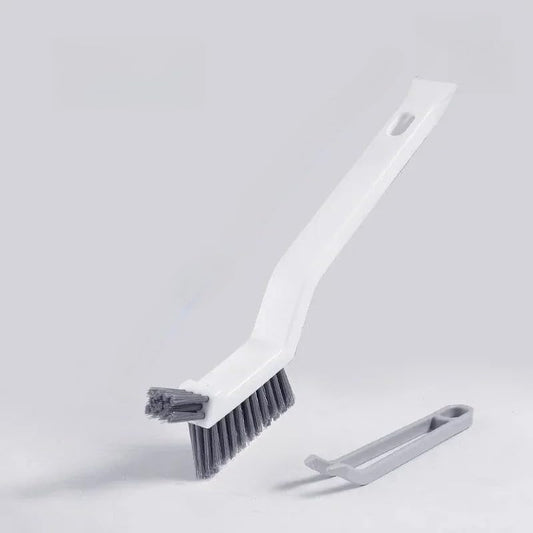 3 in 1 Multi-Function Hard Bristle Crevice Cleaning Brush with Cleaning Clamp and Scoop for Kitchen Bathroom Floor Wall Vehicle Blue (White) - color: White
