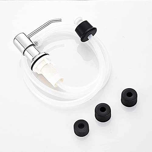 Soap Dispenser for Kitchen Sink and Extension Tube Kit, Stainless Steel with 47 Inches Tube Connects Directly to Soap Bottle, Hand and Dish Soap Dispenser Pump, Chrome - color: Plating