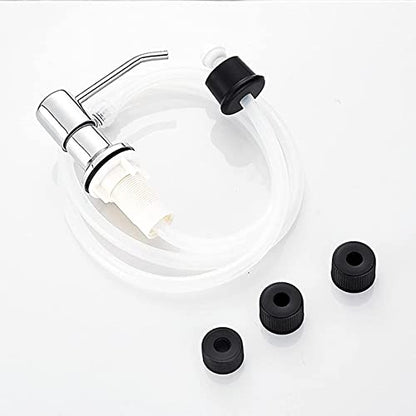 Soap Dispenser for Kitchen Sink and Extension Tube Kit, Stainless Steel with 47 Inches Tube Connects Directly to Soap Bottle, Hand and Dish Soap Dispenser Pump, Chrome - color: Plating