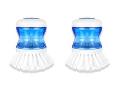 Dish Brush with Soap Dispenser, Firm Bristles Dish Scrubber for Pots, Pans & Sink Cleaning, 2 Pack - color: White 2 Pack