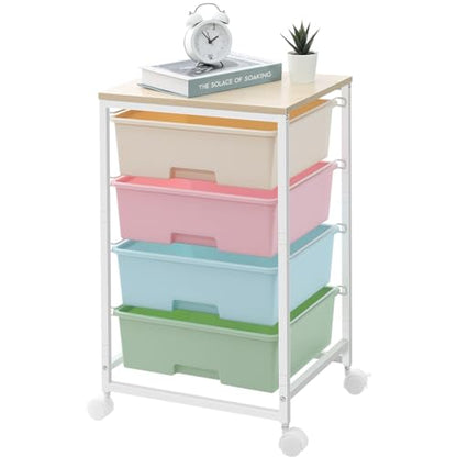 Utility Cart with 4 Drawers,Rolling Storage Cart with Drawers,Storage Rolling Drawer Cart,Rainbow - color: Rainbow