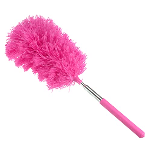 MECCANIXITY Microfiber Cleaning Duster, 12 to 31.5 Inch Washable Extendable Brush Flexible Feather Duster for Window Furniture, Rose Red - color: Rose Red
