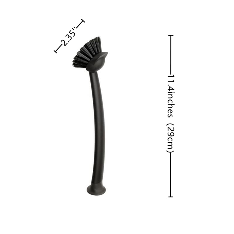 2 Pcs Scrub Brush with Handle 11'' Dish Scrubber Brush Kitchen Sink Brush Black Long Handle Dish Cleaning Brush for Kitchen Dishes Pot Sink Cleaning,Black - color: Black