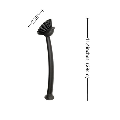 2 Pcs Scrub Brush with Handle 11'' Dish Scrubber Brush Kitchen Sink Brush Black Long Handle Dish Cleaning Brush for Kitchen Dishes Pot Sink Cleaning,Black - color: Black