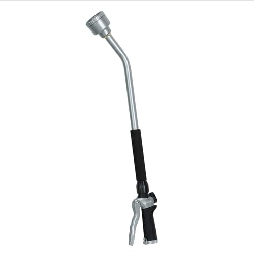 RESTMO Long Watering Wand, 24 Inches Gentle Soft Full Shower Sprayer Wand with Flow Control, Heavy Duty Metal Hose Wand for Hanging Baskets, Shrubs, Plants, Flowers, Garden and Lawn, Black - color: Black