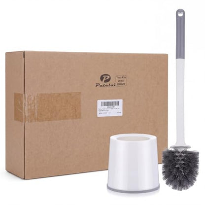Patelai 6 Pack 18.12 Inch Toilet Bowl Brush and Holder for Bathroom Toilet Bowl Brush Scrubber with Caddy Set for Deep Cleaning (White)