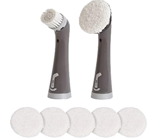 Rubbermaid Reveal Power Scrubber Attachable Soft Bristle & Velcro Head with 6 Microfiber Pads for Cordless Electric Battery Powered Scrub Brush Ideal for Shoes/Sneakers/Car Trim/Tires/Furniture - style: 8 Piece Polish Kit