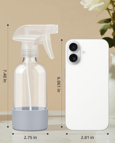 Worldgsb 2 Pack Glass Spray Bottles 8 oz, Empty Refillable Containers with Silicone Sleeve Protection, Glass Spray Bottles for Cleaning Solutions, Hair and Plants with Adjustable Nozzles Blue&Grey - color: Blue&Grey