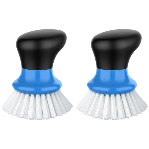 MR.SIGA Dish Scrub Brush, Palm Brush Dish Scrubber with Ergonomic Grip, Kitchen Brushes for Dishes, Blue, Pack of 2 - color: Blue