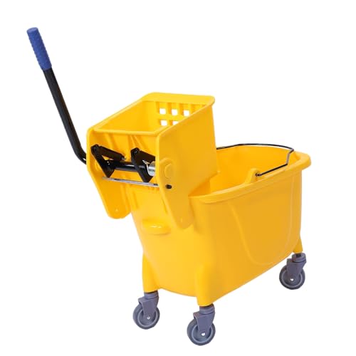 Dpofirs Side Press Wringer Mop Bucket 32L | Heavy Duty Rolling Cleaning Bucket for Industrial Restaurant Office