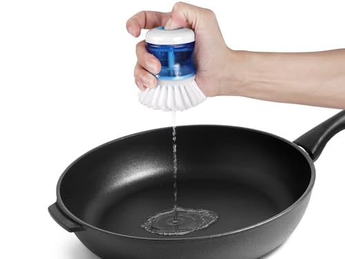 Dish Brush with Soap Dispenser, Firm Bristles Dish Scrubber for Pots, Pans & Sink Cleaning, 2 Pack - color: White 2 Pack