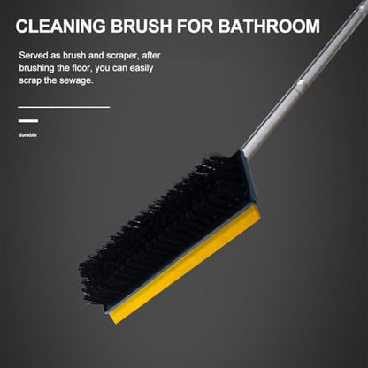 Levemolo Long Handle Telescopic Floor Scrub Brush with Stiff Bristles 2-in-1 Scraper and Cleaning Brush for Bathroom and Kitchen Tiles, Blue Hard Bristle Household Floor Cleaner