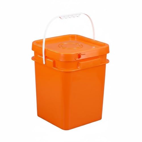 Qianly Square Bucket with Lid Versatile Use Square Bucket with Lid Fall Resistant Stackable Bin for Warehouse, Kitchen, Garage, Orange, 13L - color: Orange, size: 13L