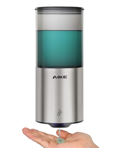 AIKE Automatic Wall Mount Liquid Soap Dispenser for Home and Commercial Bathroom 13.5oz IPX7 Waterproof,Brushed Stainless Steel - color: Brushed Stainless Steel