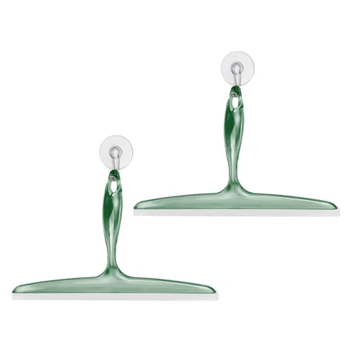 iDesign Bathroom Plastic Shower Squeegee with Wall Hook - Set of 2 - Clear/Green - color: Clear/Green, style: Pack of 2