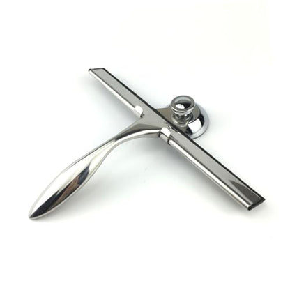 Stainless Steel Glass Squeegee with Suction Cup for Shower Doors and Windows Rust-Resistant Scraper for Bathroom Tiles and Mirrors Heat and Cold Resistant Window Cleaning Tool