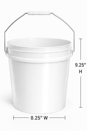 MKS Plastics 2-Gallon Bucket with Airtight Lid – Made in USA, Food Grade BPA Free Plastic, Heavy Duty Multi-Use, Metal Handle with Grip, Stackable Storage – White, 4 Pack - color: 2 Gallon - White, size: 4