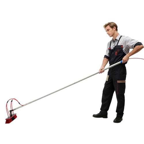 Solar Panel Cleaning Brush & Pole Kit, 29.53ft Extendable Cleaning Pole for Solar Panels & Outdoor Windows, 180° Rotating Brush Head with Water Feed, Aluminum Alloy Telescopic Cleaning Kit