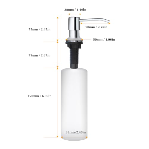 Soap Dispenser for Kitchen Sink, Built in Sink Soap Dispenser Lotion Dispenser with 17 OZ Bottle, Refill from The Top Bar Sink Soap Dispenser, Chrome - color: Chrome 01, size: Comes with 17 OZ Bottle