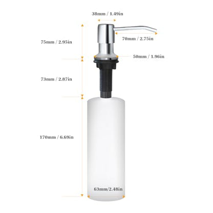 Soap Dispenser for Kitchen Sink, Built in Sink Soap Dispenser Lotion Dispenser with 17 OZ Bottle, Refill from The Top Bar Sink Soap Dispenser, Chrome - color: Chrome 01, size: Comes with 17 OZ Bottle