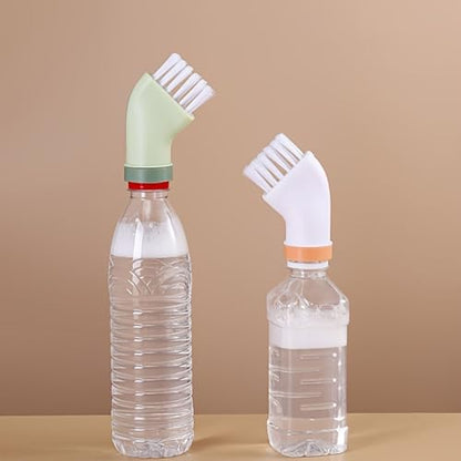 Multi Purpose Cleaning Brush Bottle Connect Design Wet Dry Use for Window Tracks, Tile Grout and Narrow Gaps, Green - color: Green