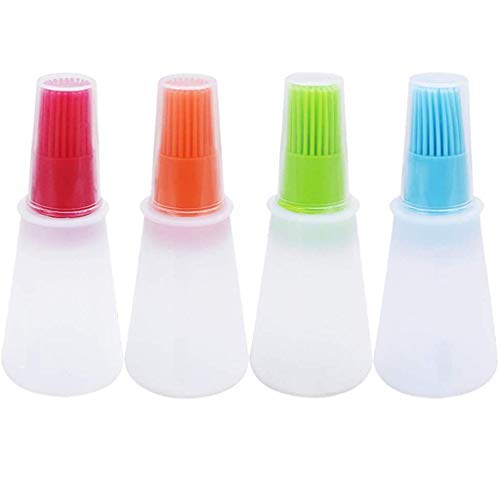 Silicone Oil bottle brush，BBQ/Pastry Basting Brushes,Silicone Cooking Grill Barbecue Baking Pastry Oil/Honey/Sauce Bottle Brush (4 PCS,Multicolor) - color: 4 PCS,Multicolor