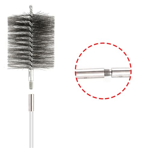 50-inch Long Tent Wood Burning Stove Pipe Cleaning Brush with Stainless Steel Bristles, and Chimney Cleaning Wire Brush with 4 Flexible Rods, 3.5'' Brush Heads - size: 3.5IN