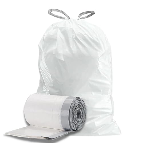 Plasticplace Trash Bags, Compatible with Simplehuman Code H, 8-9 Gallon Trash Can Liners, White Drawstring Garbage Bags, 100 Count Heavy Duty - color: White, size: 100 Count (Pack of 1)