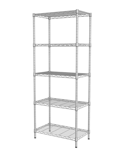 SINGAYE Shelf Wire Shelving Adjustable Storage Shelves Rack Standing Units for Kitchen Closet Laundry Bathroom Organizers Metal Pantry Narrow Mesh Gaps 12" D x 22" W x 59" H Gray - color: Grey, size: 5 Tier 12"Dx22"Wx59"H