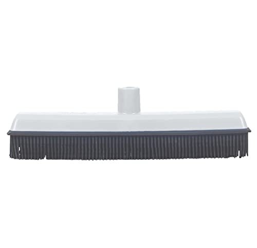 Rubber Bristle Broom for Hardwood Floors, Tiles, Carpets, Wood, and Vinyl Salon Broom, Rubber Squeegee Broom, Rubber Rake for Human Hair, Pet Hair, Fur, Lint, Liquid, Grey, by Superio (Head Only) - size: Head Replacement