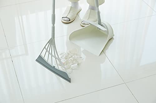 Broombi and Dustpan Set - All-Surface Silicone Broom & Squeegee for Indoor Cleaning - Sweeps Glass, Dust, Removes Pet Hair, Liquids - Smooth Floors, Rugs, Windows - One-Click Smart Dustpan (Grey) - color: Gray
