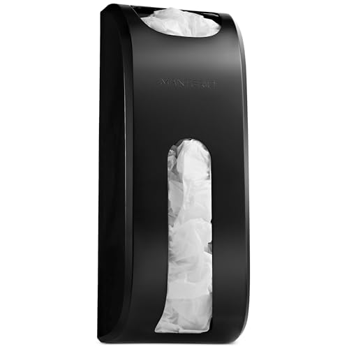 Manterio Plastic Bag Holder | Durable Plastic Wall Mount Kitchen Grocery Bag Storage Organizer | Smudge Proof, Fingerprint Resistant | Black - color: Black
