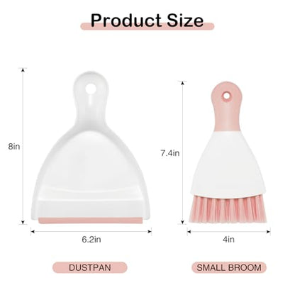 NACENA Mini Dustpan and Brush Set 2 Pack, Small Broom and Dustpan Set Dust Pan and Mini Hand Broom Dustpan and Broom Combo Compact for Home Table Keyboards Sofa Kitchen, Pink - color: Pink, size: 2 packs