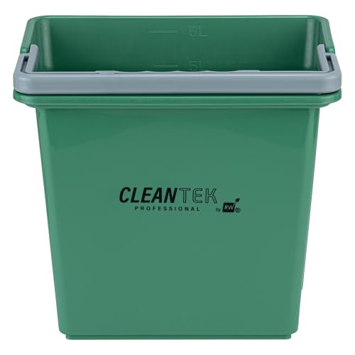 Restaurantware-Clean Tek Professional 6 Quart Cleaning Bucket, 1 Utility Pail with Handle - Heavy-Duty, Portable, Green Plastic Washing Pail, Perfect for Household, Outdoor, Car Wash and More - color: Green, size: 6 Quarts