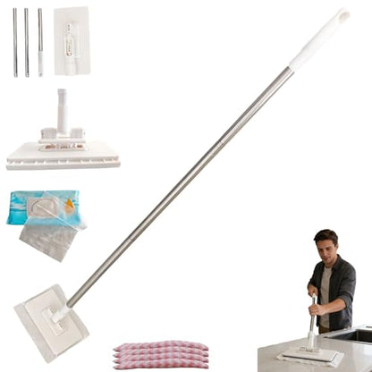 Clip-On Mini Dust Mop with Disposable Cloths - Extendable Handle Cleaning Tool for Small Spaces