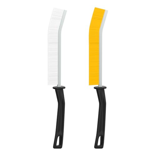 2 PCS Cleaning Gap Brush Set Narrow Crevice Scrub Brush with Stiff Bristles Handle Detail Cleaning Brushes for Home,White,Yellow - color: White,yellow