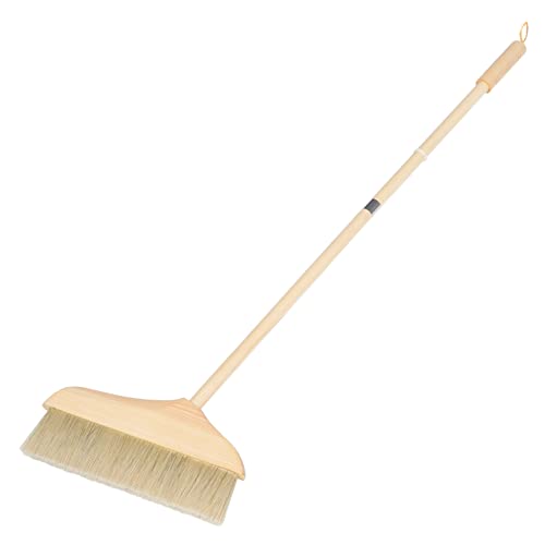 Soft Bristle Broom for Dusting Indoor Floor Sweeper Long Handle for Hardwood Floors - color: Khaki