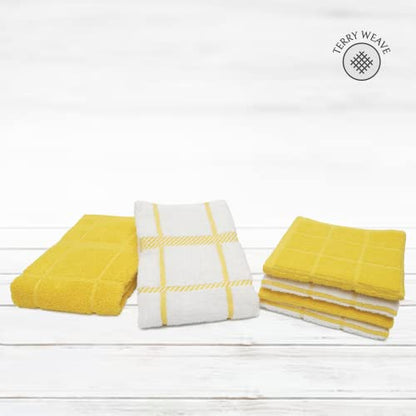 100% Cotton Terry Dish Cloth & Dish Towel, 6 Pack, Super Soft and Absorbent Kitchen Towels, Perfect for Kitchen Cleaning and Dish Washing (Yellow (DT and DC Combo)) - color: Yellow (Dt and DC Combo)